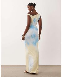 Missy Empire - Double Sculpted Slinky Asymmetric Shoulder Maxi Dress - Lyst