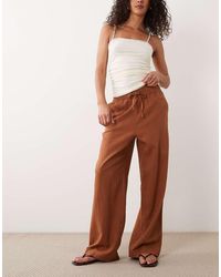 New Look - Linen Look Wide Leg Pants - Lyst