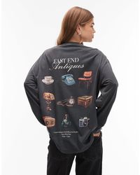 ASOS - T-shirt à manches longues style skateur avec imprimé antiques - anthracite délavé - Lyst