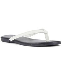 SEQWL Wide Fit - Flip-Flops Minimalist Flat Thong Sandals Leather Look Finish - Lyst