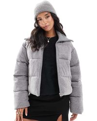 ASOS - Chaqueta Acolchada Con Solapas De Punto Y Pana De Asos Design Petite - Lyst