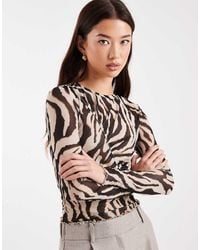 ONLY - Asymmetric Detail Mesh Top - Lyst