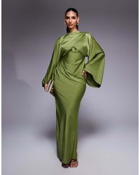 ASOS - Long Sleeve Bias Satin Maxi Dress With D-ring Buckle - Lyst