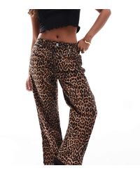 Miss Selfridge - Jeans Met Rechte Pijpen En Luipaardprint - Lyst
