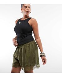 ASOS - Asos Design Curve Satin Lace Trim Short - Lyst