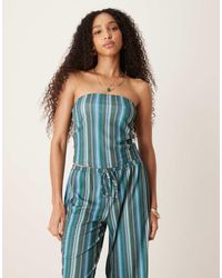 ASOS - Textured Stripe Bandeau Top Co Ord - Lyst