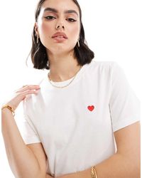 Jdy - T-Shirt Bianca Con Stampa Di Cuore - Lyst