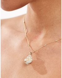 ASOS - Necklace With Faux Shell Charm On Dot Dash Chain - Lyst