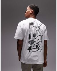 TOPMAN - Premium Oversized Fit T-shirt With Front And Back Abstract Scribble Raised Print And Applique - Lyst