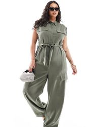 Mango - Curve Sleeveless Tie Waist Jumpsuit - Lyst