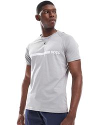 BOSS - Camiseta Gris De Corte Slim Con Logo En El Pecho De Boss - Lyst