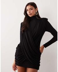 Ruched & Ready - On My Level Sculpted Drape Front Mini Dress - Lyst