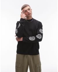 TOPMAN - Oversized Fit Long Sleeve T-shirt With Sun Sleeve Print - Lyst