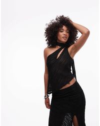 ASOS - Co-ord Textured Key Hole Asymmetric Hem Top With Scarf Detail - Lyst