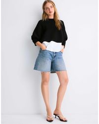 Stradivarius - Strickpullover mit fledermausärmeln aus materialmix - Lyst