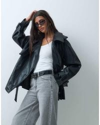 ASOS - Short Leather Look Trench Coat - Lyst