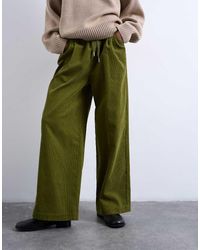 TOPSHOP - Corduroy Wide Leg Pants With Drawstring - Lyst