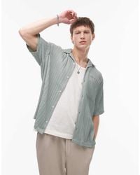 TOPMAN - Short Sleeve Textured Plisse Shirt - Lyst