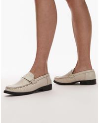 TOPSHOP - Carey Real Leather Loafers With Ruched Detail - Lyst