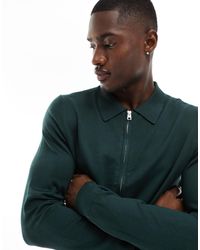 Only & Sons - Knitted Zip Through Long Sleeve Polo - Lyst