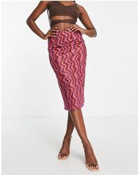 Vero Moda - Mesh Midi Skirt With Lettuce Hem - Lyst