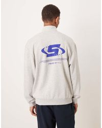 ASOS - Relaxed Fit Quarter Zip Sweatshirt With Print - Lyst