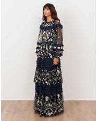 Maya - Floral Embroidery Long Sleeve Frill Maxi Dress - Lyst