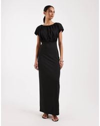 4th & Reckless - Robe longue moulante en jersey doux avec top drapé à dos ouvert noué - Lyst