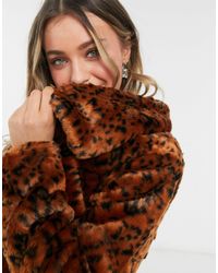 BB Dakota Leopard Faux Fur Coat - Orange
