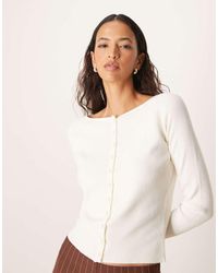 ASOS - Cardigan A Coste Aderente Crema - Lyst