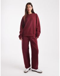 ASOS - Joggingbroek Van Geborstelde Stof Met Wijde Ronde Pijpen - Lyst