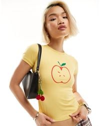 Motel - T-shirt effet rétréci à motif pomme esquissée - Lyst