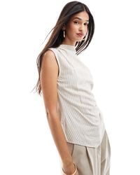 ASOS - – hochgeschlossenes, drapiertes, asymmetrisches oberteil aus leinen - Lyst