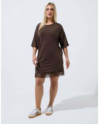 Yours Clothing - Lace Trim Mini Dress - Lyst