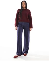 ASOS - Tall - pantalon droit décontracté en lin mélangé rayé - bleu marine - Lyst