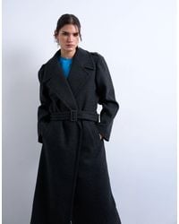 TOPSHOP - Dropped Waist Belted Longline Formal Coat - Lyst