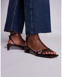 River Island - Buckle Low Block Heeled Sandals - Lyst