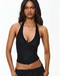 Bershka - Lace Corset Halter Top - Lyst