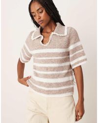 ASOS - Short Sleeve Frill Detail Knitted Polo - Lyst