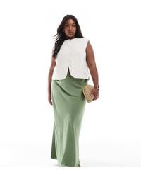 ASOS - Asos Design Curve Linen Blend Bias Maxi Skirt - Lyst
