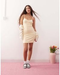 Miss Selfridge - Button Detail Mini Dress - Lyst