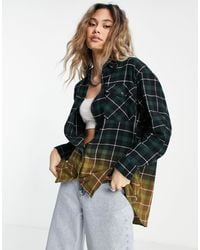 Weekday Elsie Recycled Oversized Check Shirt With Bleach - Green