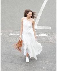 ASOS - Embroidered Lace Panel Maxi Dress With Open Back Detail And Asymmetric Hem - Lyst