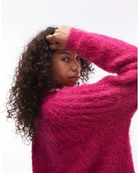 TOPSHOP - Knitted Super Fluffy Rib Detail Relaxed Jumper - Lyst