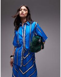 TOPSHOP - Chemise d'ensemble en popeline à rayures - bleu vif et ivoire - Lyst