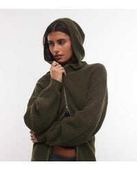 Monki - Knitted Hooded Jumper Double Zip And Cinched Waist Detail - Lyst