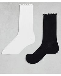 Cotton On - 2 Pack The Perfect Pair Frill Rib Crew Sock - Lyst