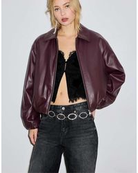 Stradivarius - Faux Leather Quilted Bomber Jacket - Lyst