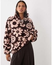 Brave Soul - 1/4 Zip Fleece With All Over Flower Print - Lyst