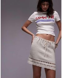 TOPSHOP - Gebreide Mini Rok Met Gehaakte Rand - Lyst